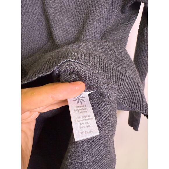Athleta Thermal Honeycomb Sweater Womens Small Gray Wool Blend Side Slits - Picture 3 of 7